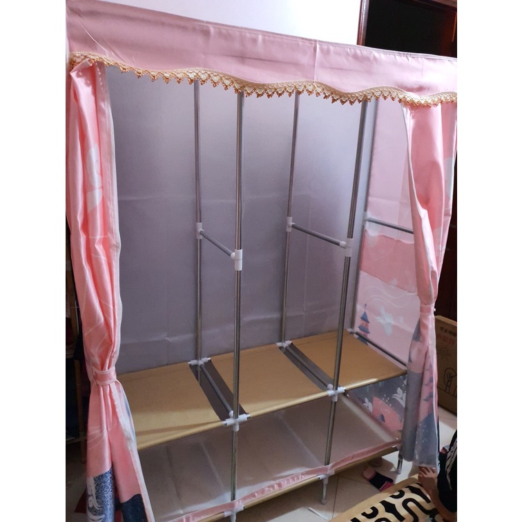 Tủ quần áo, tủ vải đựng quần áo vải Khung Thép 2 Buồng 3 buồng 3D Loại 1