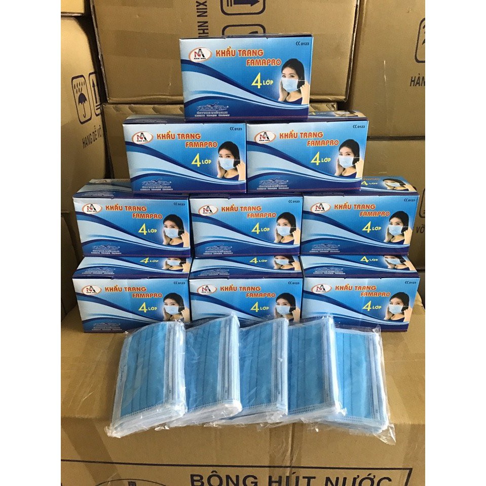 Hộp 50 cái khẩu trang y tế kháng khuẩn 4 lớp lọc Nam Anh (Xanh) | BigBuy360 - bigbuy360.vn
