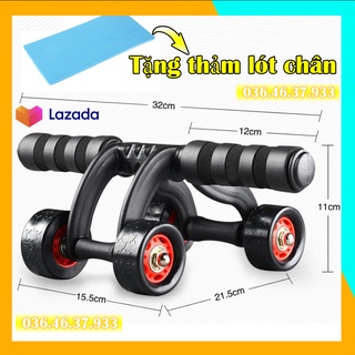 Con lăn tập cơ bụng AB 4 bánh cao cấp Kèm Thảm cho Nam và Nữ tập gym tại nhà tiện lợi