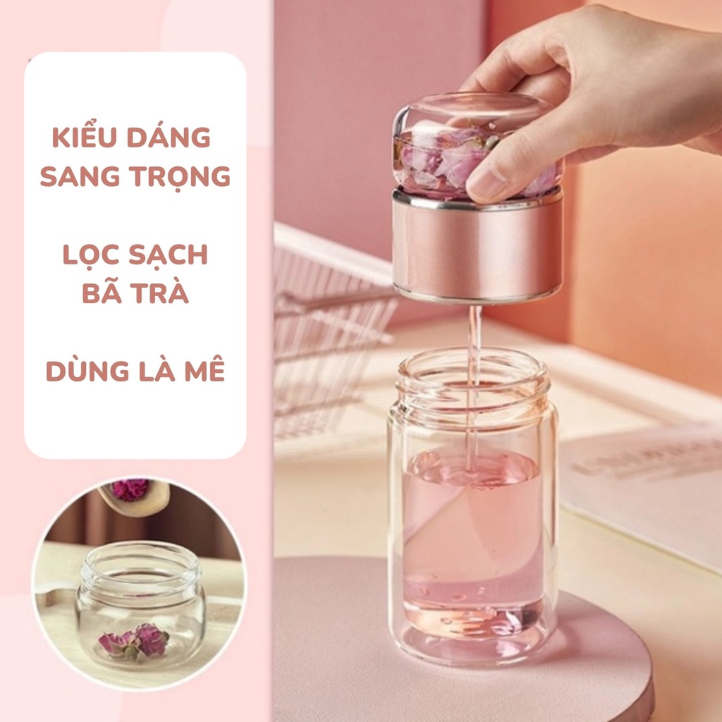 Bình pha trà thuỷ tinh 2 lớp cao cấp có lõi lọc chịu nhiệt cao từ -20 đến 140 độ C dung tích 400ml K-House Smart | BigBuy360 - bigbuy360.vn