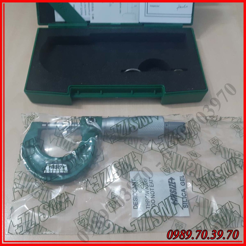 Panme Insize 3203-25A đo ngoài kích thước 0-25 mm dùng trong cơ khí CNC chính xác cao - shopcnc