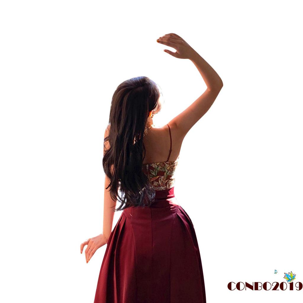 HGM-Women Retro Style Bodycon Camisole, Caramel Leaves Jacquard Pattern Spaghetti Strap Tank Tops