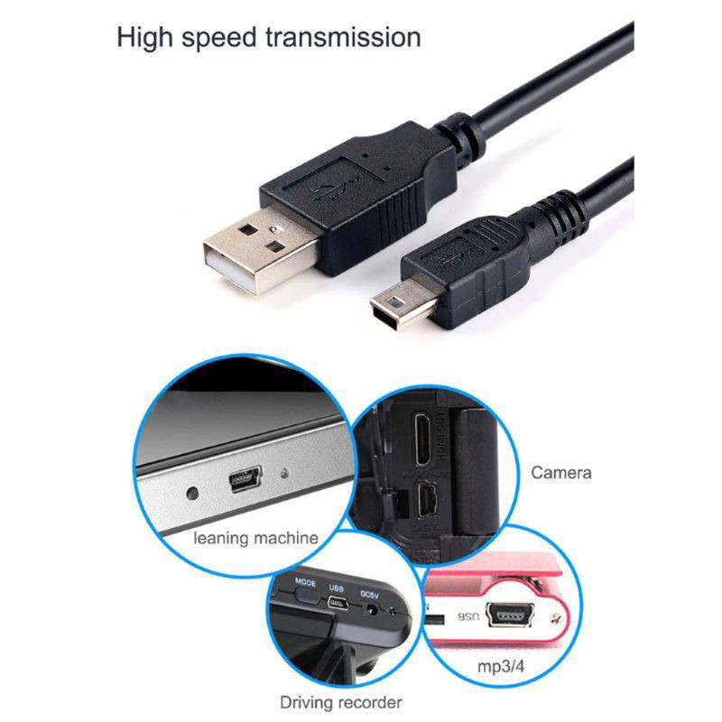 Cáp sạc truyền dữ liệu nhanh đầu USB sang USB B 5 chân cho máy nghe nhạc MP3 MP4 DVR GPS máy ảnh kỹ thuật số HDD 0.8m