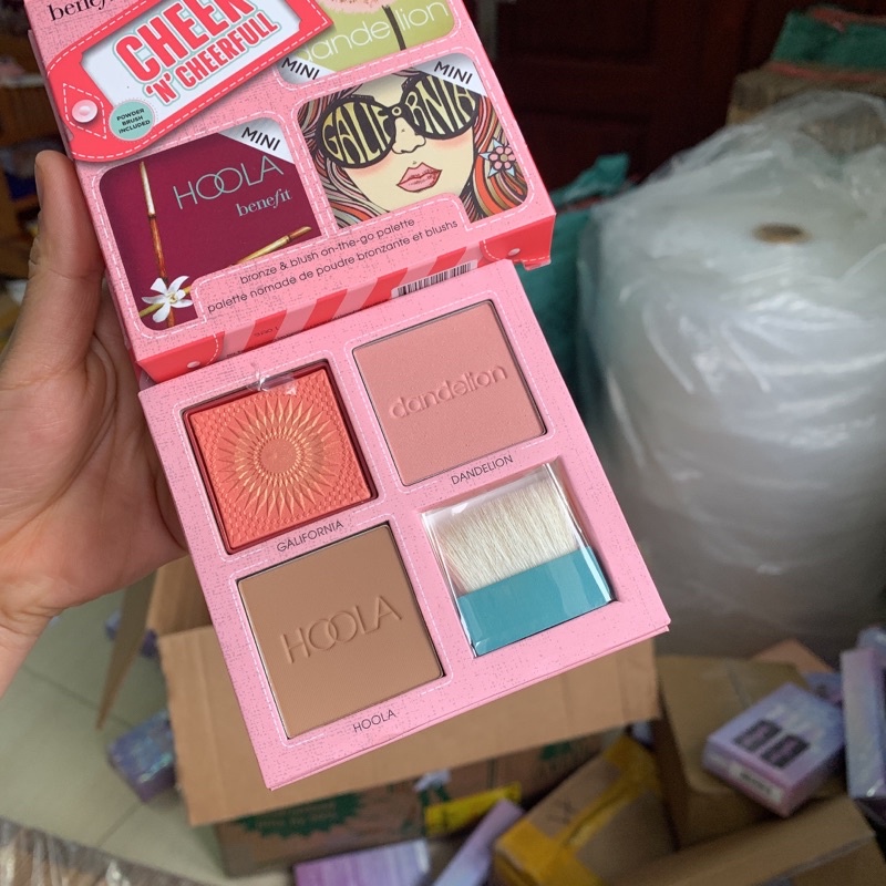 Bảng phấn tạo khối - bắt sáng - má hồng Benefit Cheek N Cheerfull Bronze &amp; Blush