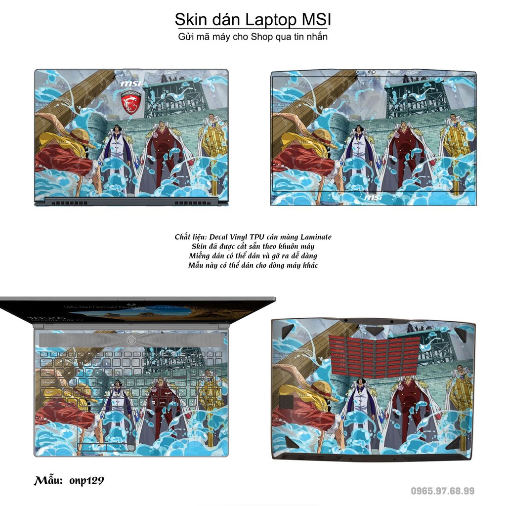 Skin dán Laptop MSI in hình One Piece nhiều mẫu 15 (inbox mã máy cho Shop)