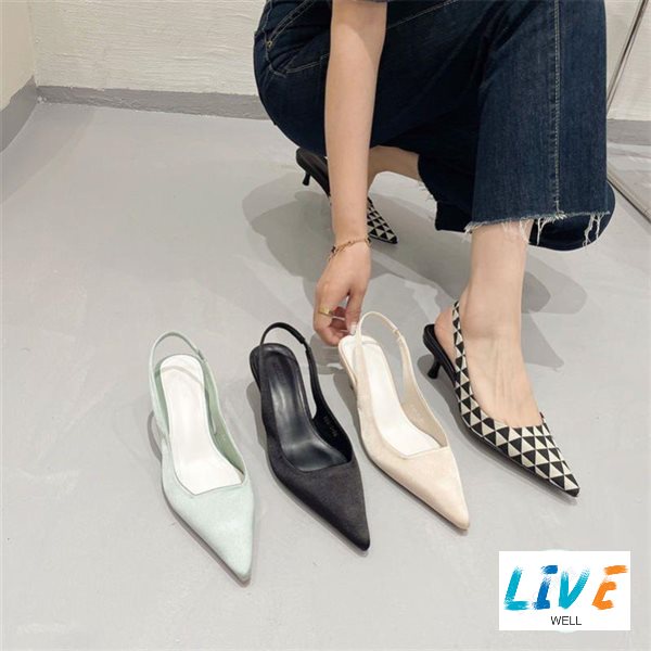 Giày Sandal Cao Gót Hở Ngón Mũi Nhọn Đục Lỗ Thời Trang Xuân Hè Phong Cách Pháp 2022 3cm Cho Nữ