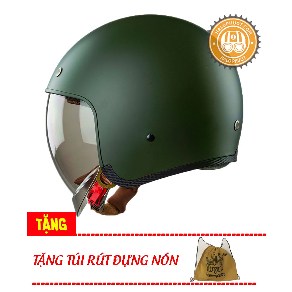 [Chính hãng] Nón bảo hiểm kính âm Royal M139 Rêu xanh lính (tặng balo rút)
