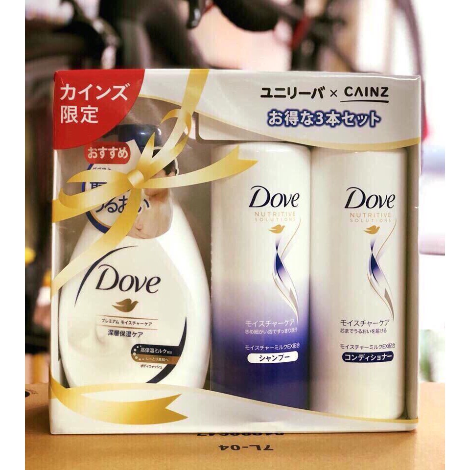 Dove set gội + xả + tắm mỗi chai 500ml hàng Nhật