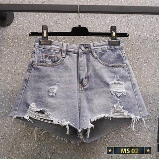 Quần Short Jean Nữ Lưng Cao💖FREESHIP💖 Quần Đùi Nữ Chất Bò Cao Cấp Phối Rách Cá Tính Lady Fashion - QSJN5004