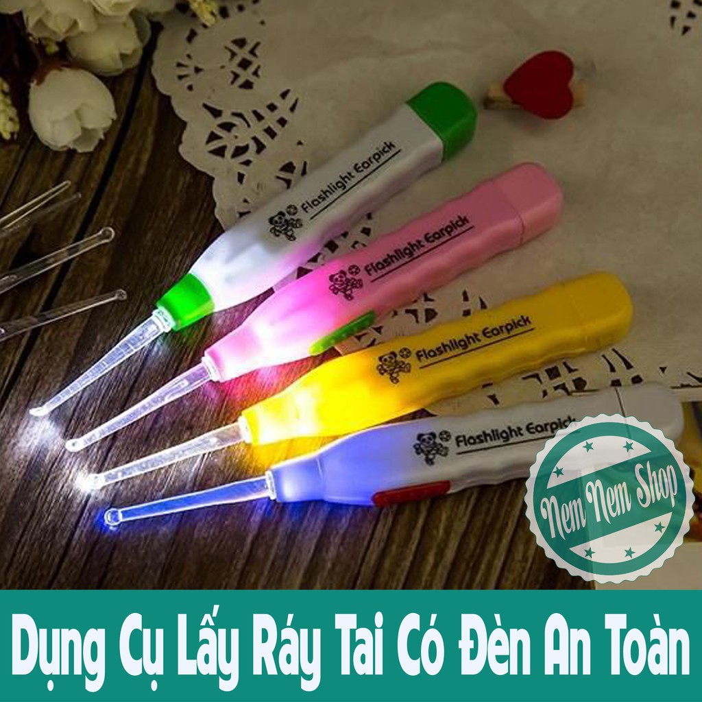 Dụng Cụ Lấy Ráy Tai Kèm Kẹp Gắp Có Đèn An Toàn Cho Bé