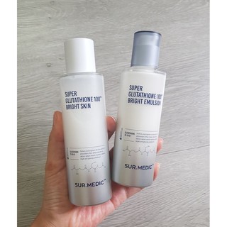 Nước hoa hồng và Sữa Dưỡng Sur.Medic Super Glutathione 100 Bright Emulsion Hàn Quốc