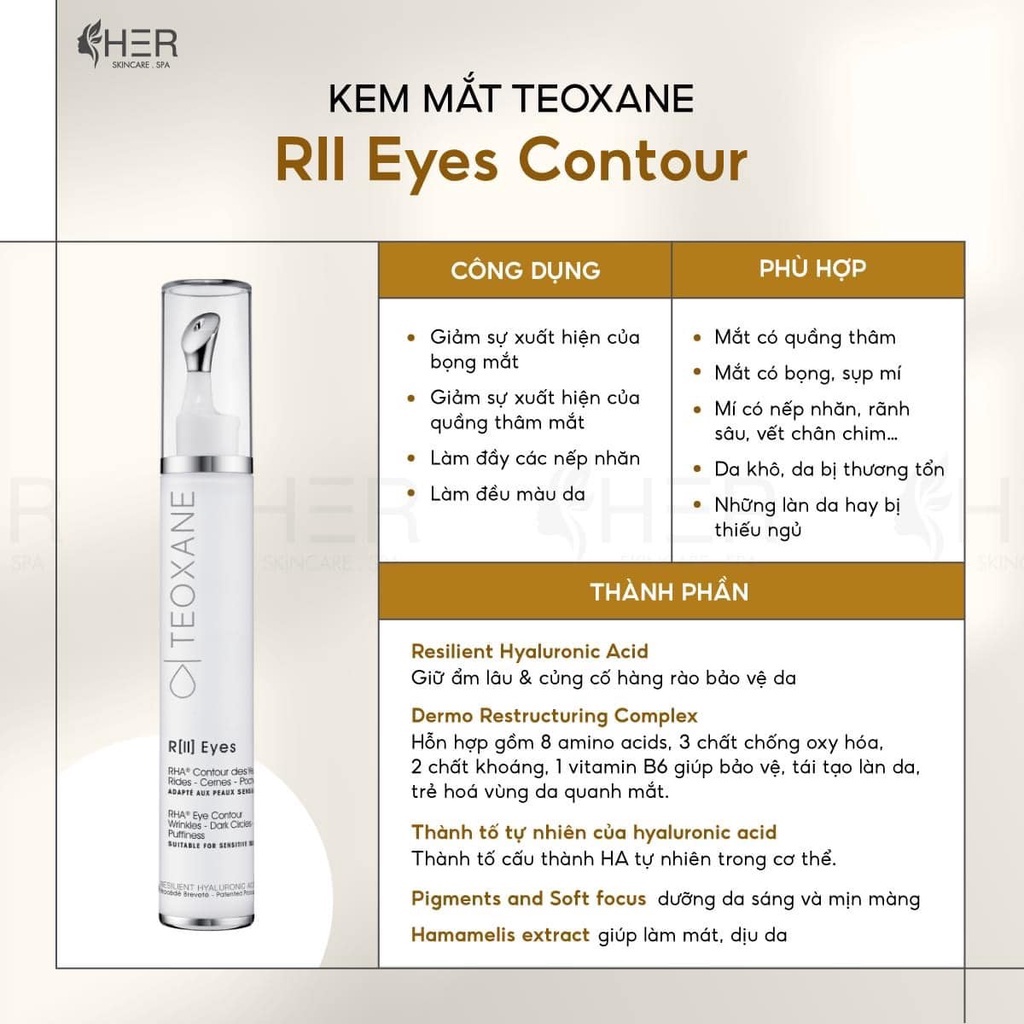 Kem mắt cải thiện nếp nhăn, quầng thâm Teoxane R[II] Advanced Eyes Contour 15ml