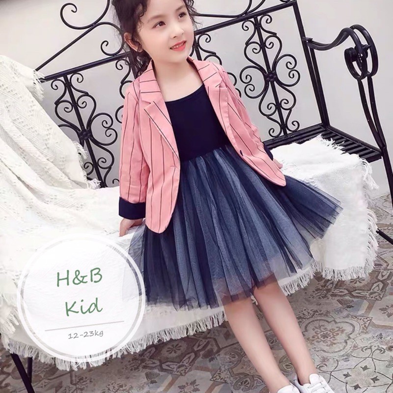 Set bộ bé gái - Set áo khoác vest & váy voan