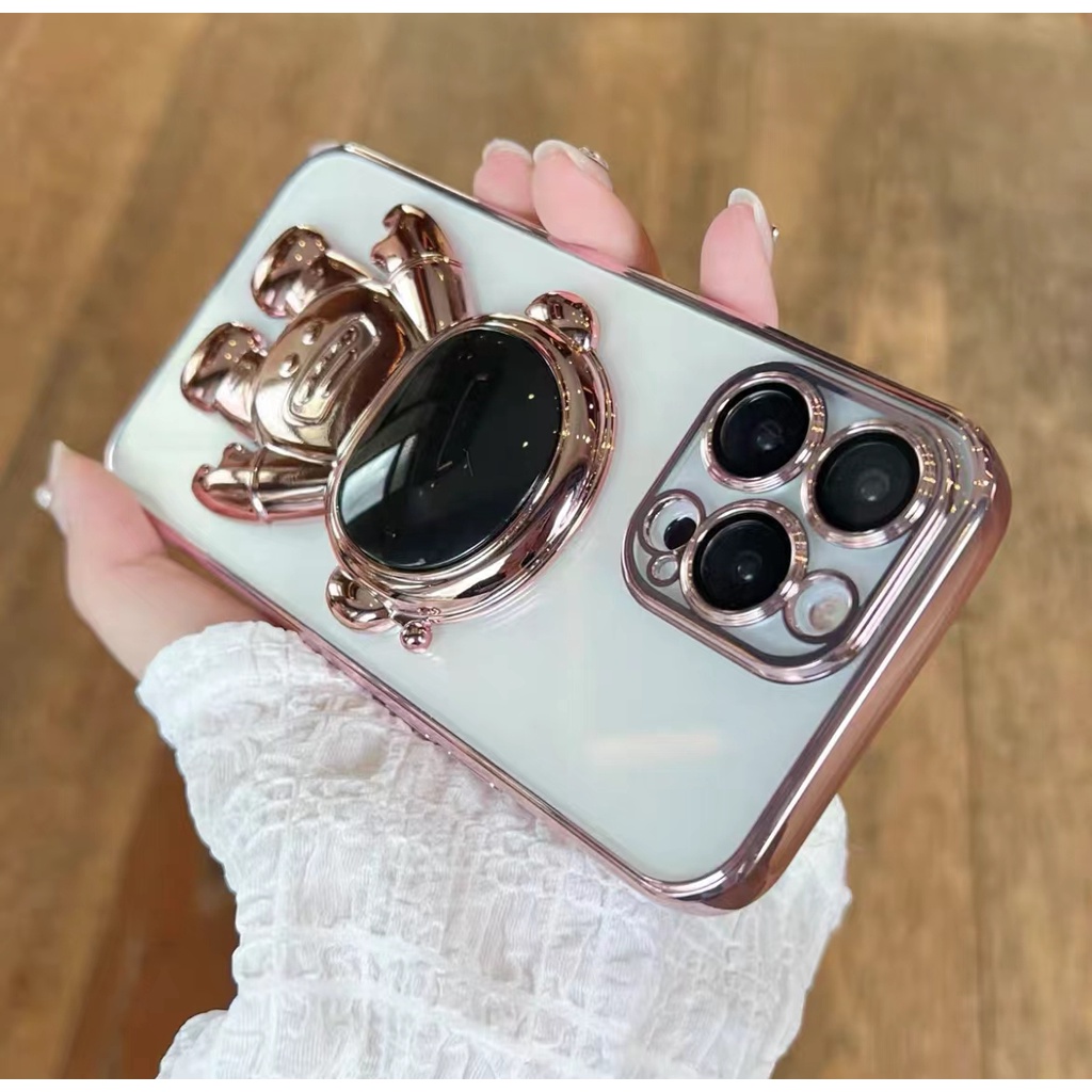 Ốp Điện Thoại TPU Dẻo Họa Tiết Phi Hành Gia Kèm Giá Đỡ Chống Rơi Cho Iphone 13 12 11 Pro Max Xs Max Xr 8 7Plus