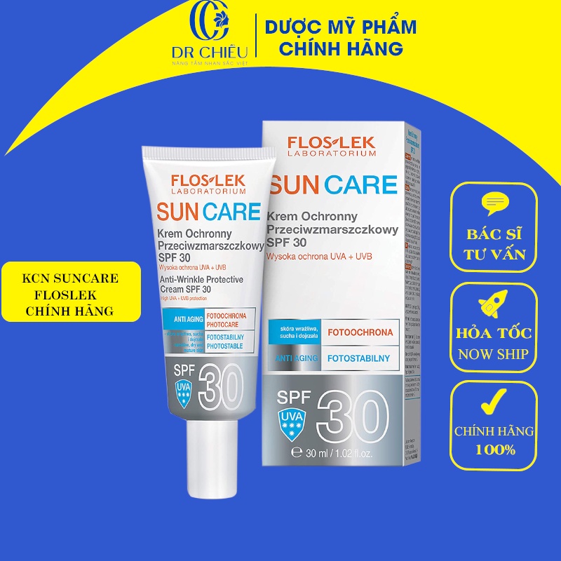 Kem chống nắng chống nhăn và bảo vệ da SPF 30+ FLOSLEK chống tia UV, chống lão hóa, chống oxy hóa(dành cho da nhạy cảm)