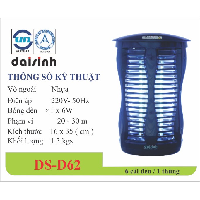 Đèn Bắt Muỗi Và Diệt Côn Trùng Đại Sinh DS-D62 và D6 CHÍNH HÃNG ĐẠI SINH