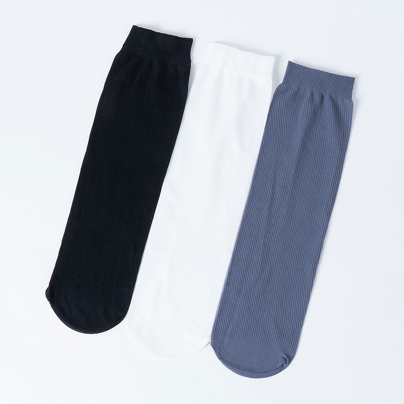 Vớ Dài Siêu Mỏng Thoáng Khí Kẻ Sọc Màu Đen Trắng Thời Trang Mùa Hè Cho Nam