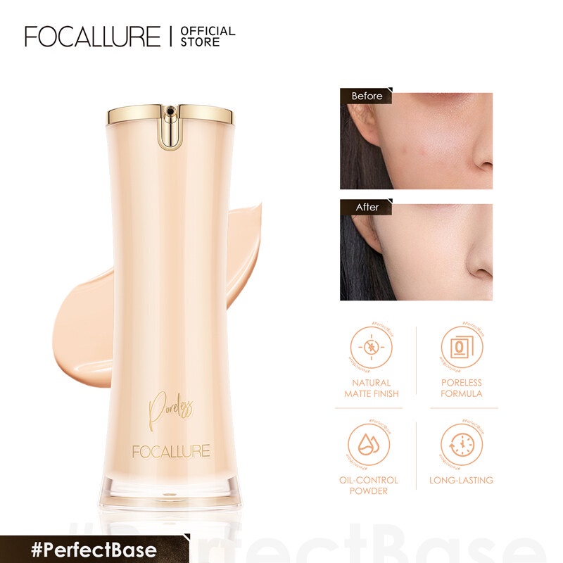 Focallure #Kem Nền Dạng Lỏng Che Phủ Lỗ Chân Lông Kiềm Dầu Lâu Trôi Hoàn Hảo
