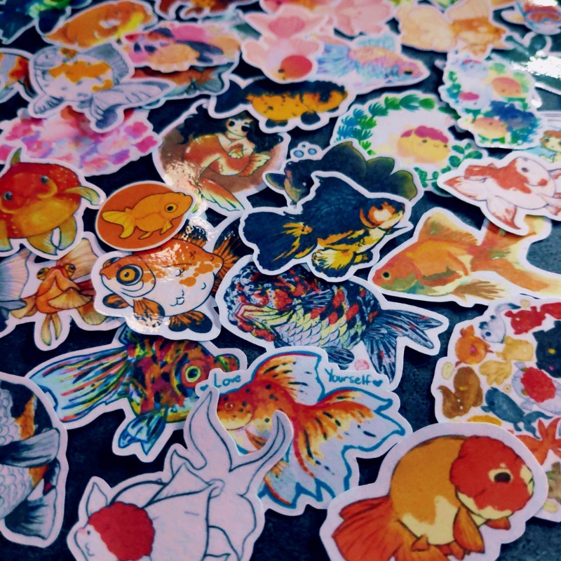 Set 30 hình dán sticker Cá Vàng dễ thương