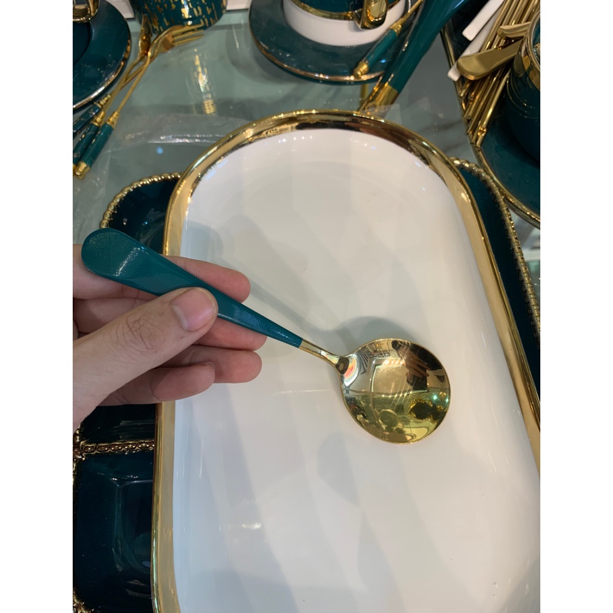 Thìa Ăn Cơm Bằng Inox Mạ Vàng Cán Dài Nhiều Mầu. Muỗng Vàng. Thìa Vàng INOX304 Không Gỉ Cao Cấp.