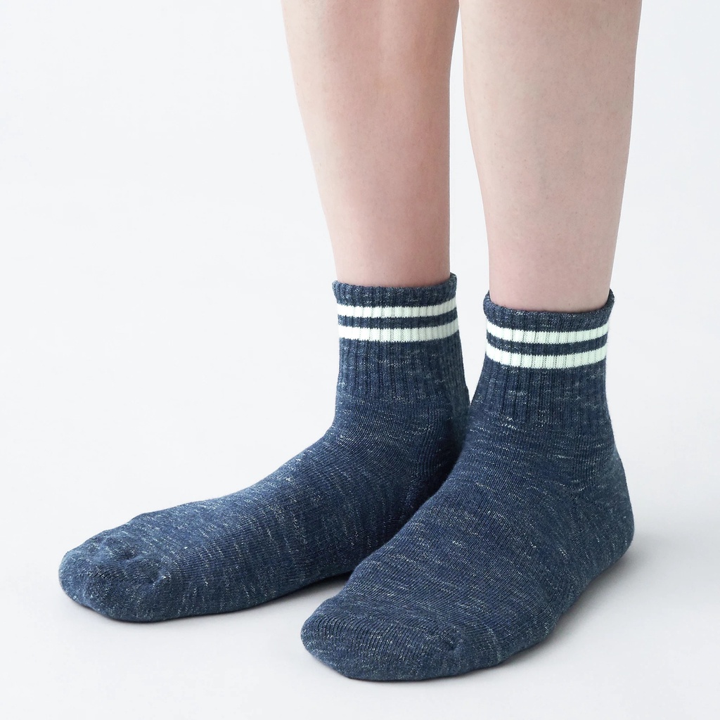 Muji Tất Cổ Lửng Ôm 90 Độ - Lòng Tất Dệt Kiểu Vòng/Có Viền