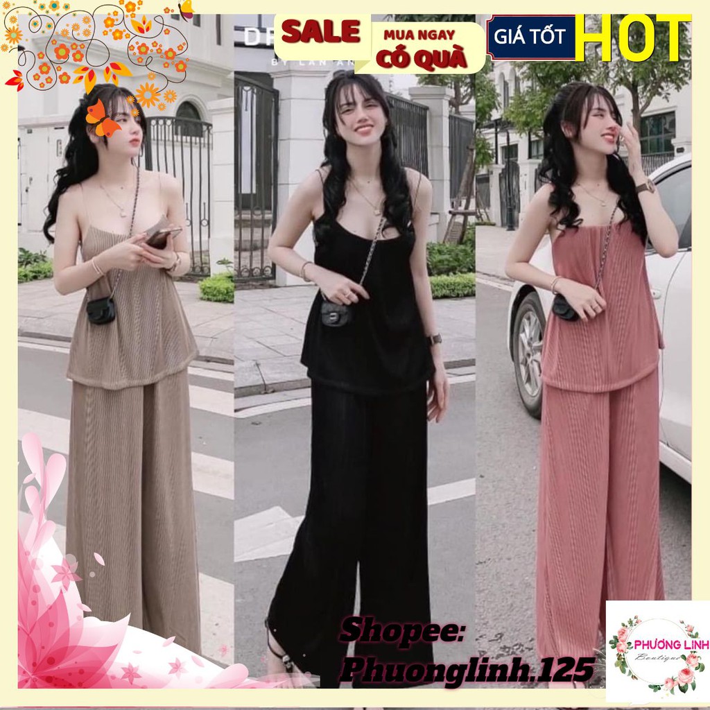 BỘ TĂM DẬP LY ÁO 2 DÂY QUẦN DÀI CHO NỮ | BigBuy360 - bigbuy360.vn