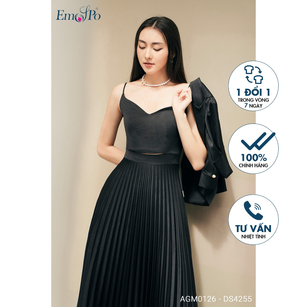 Đầm xòe 2 dây Emspo chân váy xếp ly DS4255