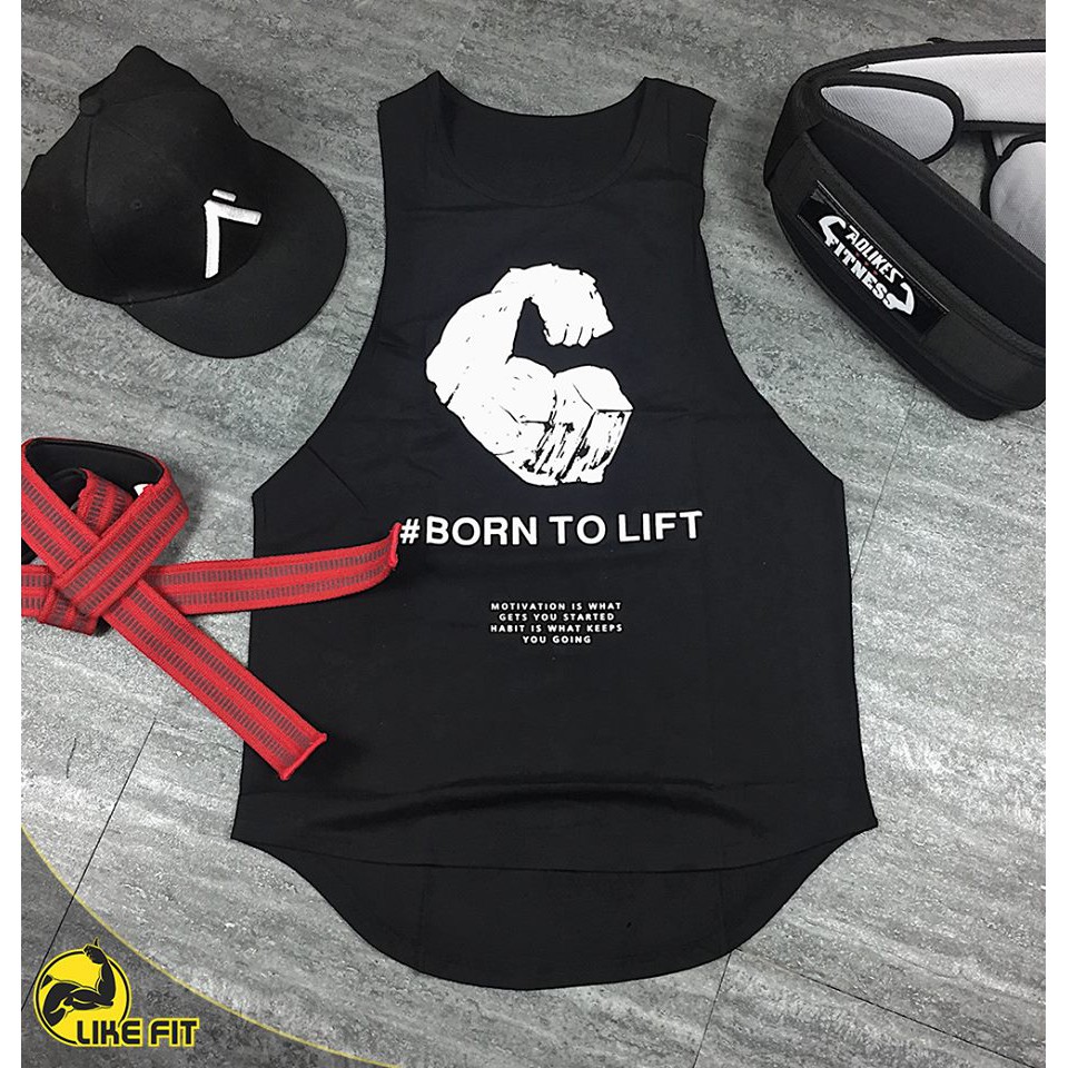 Áo Tank Top Tập Gym Nam Borntolift Vải Cotton 100%