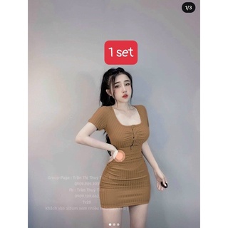 Đầm body thun gân