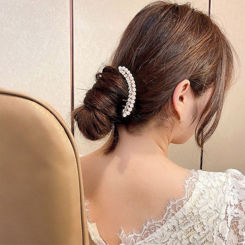 Lược Cài Tóc Kim Loại Đính Ngọc Trai Pha Lê Phong Cách Hàn Quốc Cho Nữ