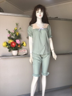 bộ lửng kate lụa cổ viền ren