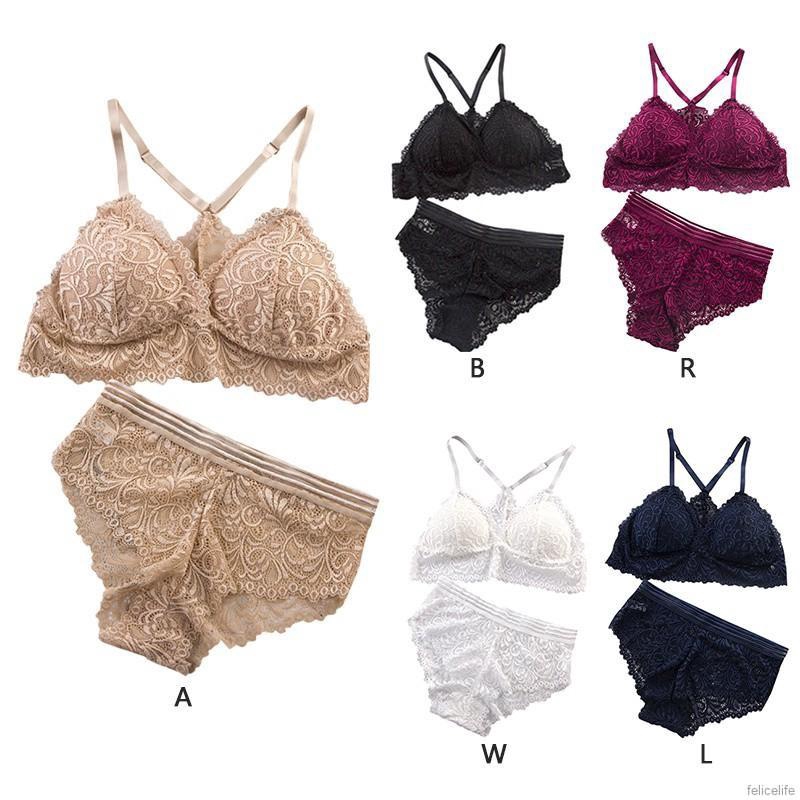 Set áo ngực 2 dây &amp; quần lót nữ thêu ren sexy