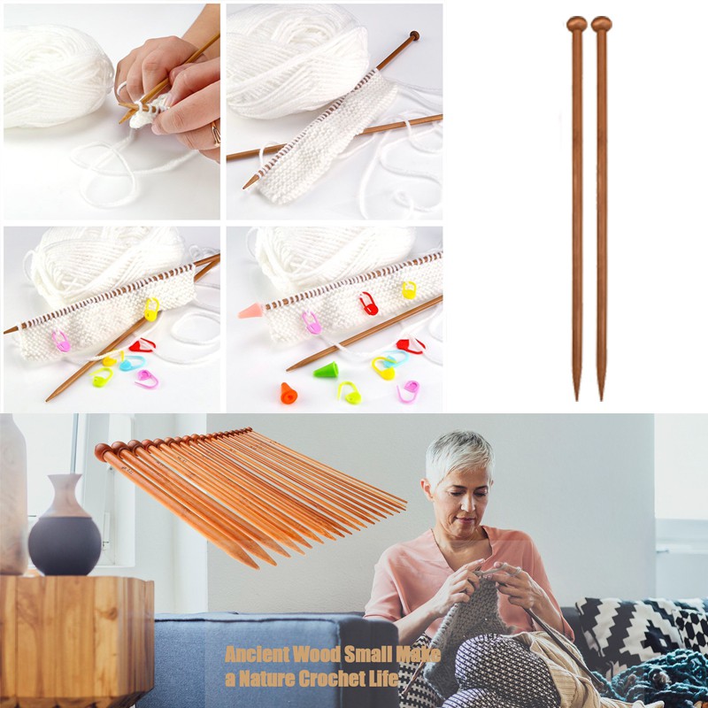 Set 18 kim đan len 25cm/36cm bằng tre tiện dụng