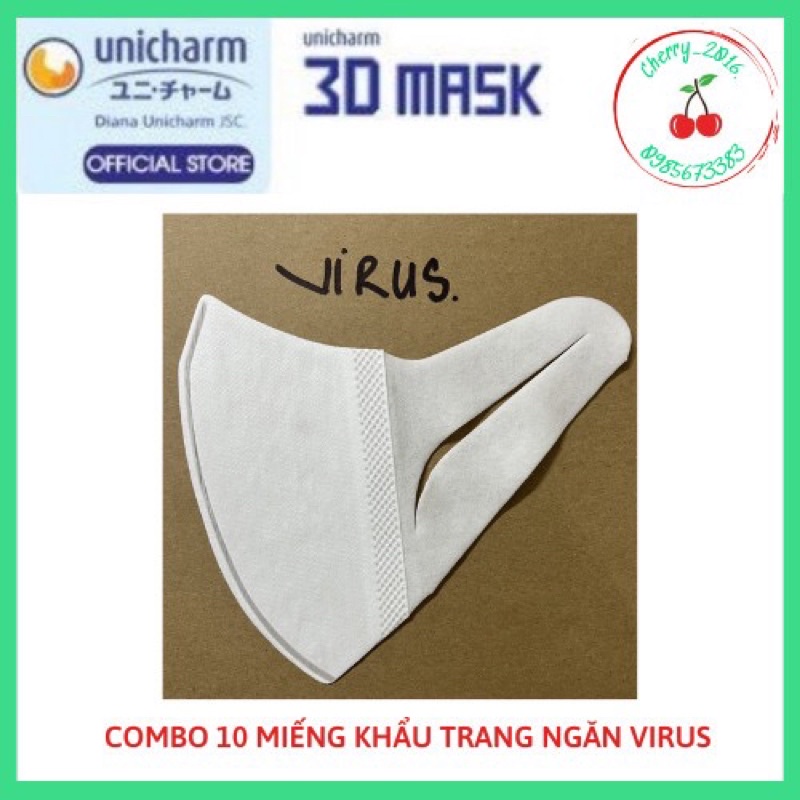 Khẩu trang 3D mask unicharm lẻ 10m