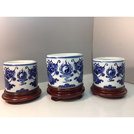 Combo 3 bát hương men xanh ngọc gốm sứ Bát Tràng- cao cấp  2 bát đường kính 14 cm + 1 bát đườn