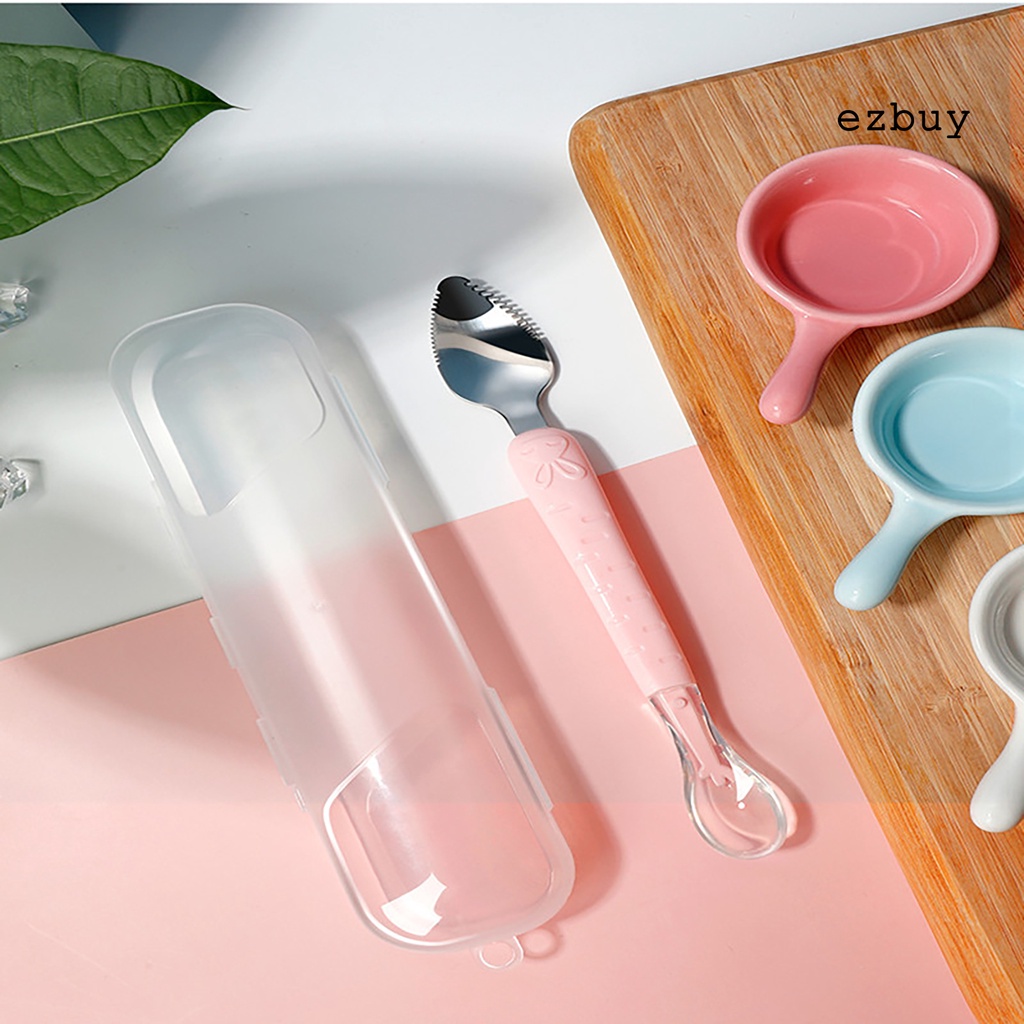 Muỗng ăn trái cây hai đầu bằng thép không gỉ dễ vệ sinh đa năng cho bé sơ sinh