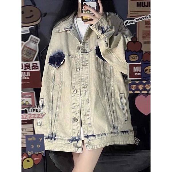 TKLIHN Áo khoác JEANS ulzzang loang màu BẠC MÀU fashionita 2022