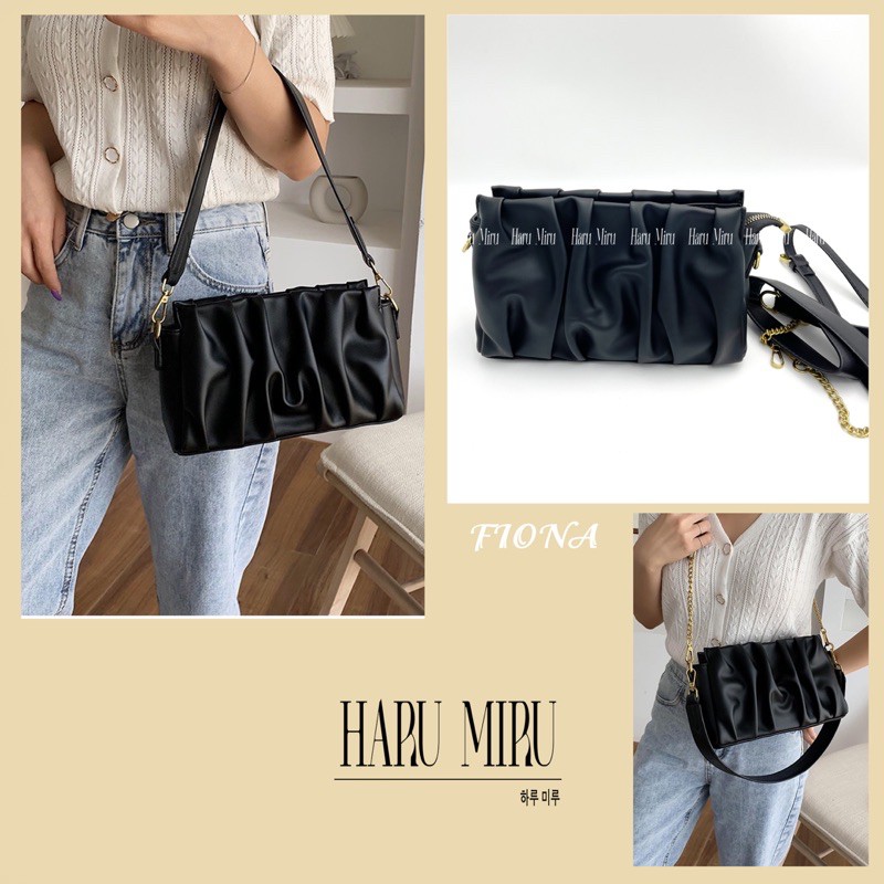 Túi xách nhún da mềm - mang được 2 kiểu, 2 màu đen trắng