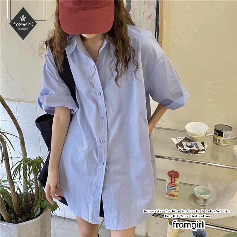 Áo sơ mi tay ngắn thêu hình gấu đơn giản phong cách retro dành cho nữ