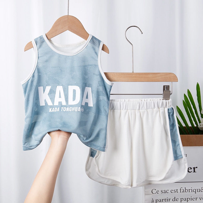 Bộ ba lỗ cotton sợi tre bé trai thể thao  thoáng mát năng động cho bé từ 2 đến 10 tuổi