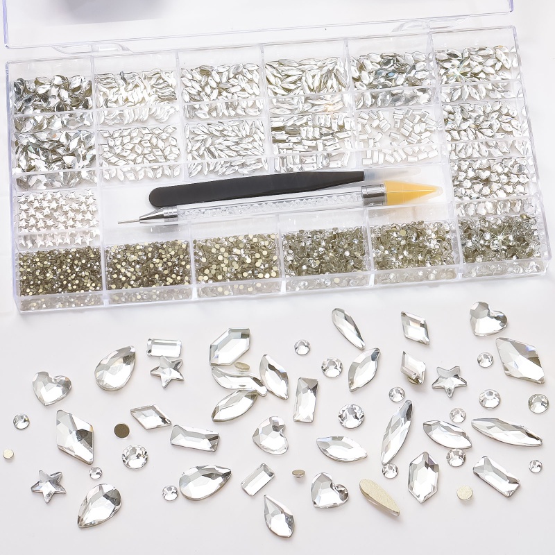 Set 5500 Hạt Pha Lê Trắng Đính Móng Nghệ Thuật