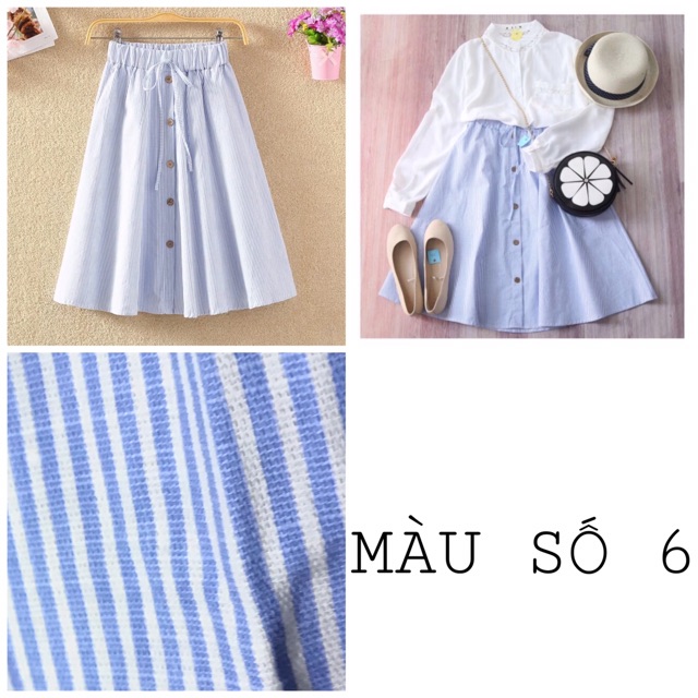 Chân váy dài kẻ sọc xoè | BigBuy360 - bigbuy360.vn