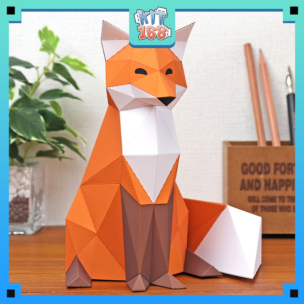 Mô hình giấy động vật Cáo Polygon