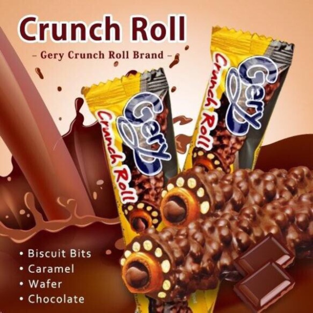 Bánh cuộn phủ socola Gery Crunch Roll hộp 276g