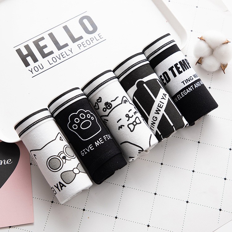 Quần lót 100% cotton in họa tiết thoáng khí dễ thương cho nữ
