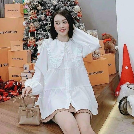 Áo bầu dài tay đẹp mùa thu cotton pha thô