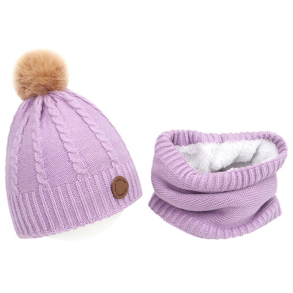 Set Khăn Choàng Cổ Dệt Kim Thời Trang Mùa Đông Cho Bé 0-3 Tuổi