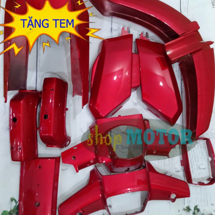 Bộ Dàn áo C100  xe Dream II Màu Đỏ cờ [TẶNG KÈM TEM XE] Bộ nhựa xe HONDA DREAM II màu Đỏ cờ - G686