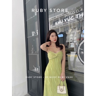 Đầm Maxi 2 Dây Xoắn Ngực  ( RUBYSTORE )