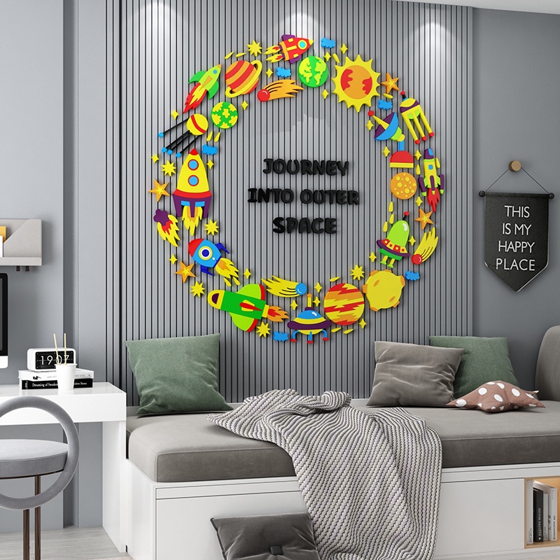 Tranh Mica trang trí tường Vũ trụ Trang trí Trường mầm non, phòng ngủ cho bé Nhiều Size - EPeBen